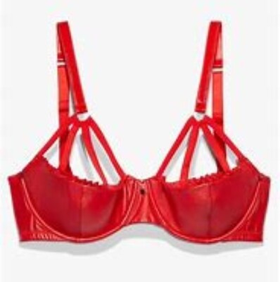 Savage X Fenty FLOSSY GLOSSY CAGED BRA Underwire Quarter Cup 38DDD GogiBerry Red