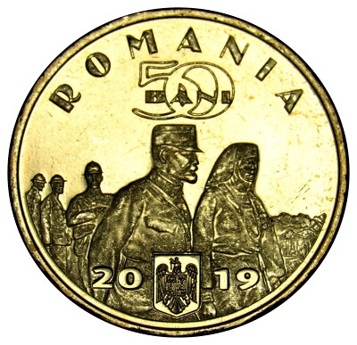 Romania 50 bani coin 2019 Km#447 UNC Queen Maria from roll