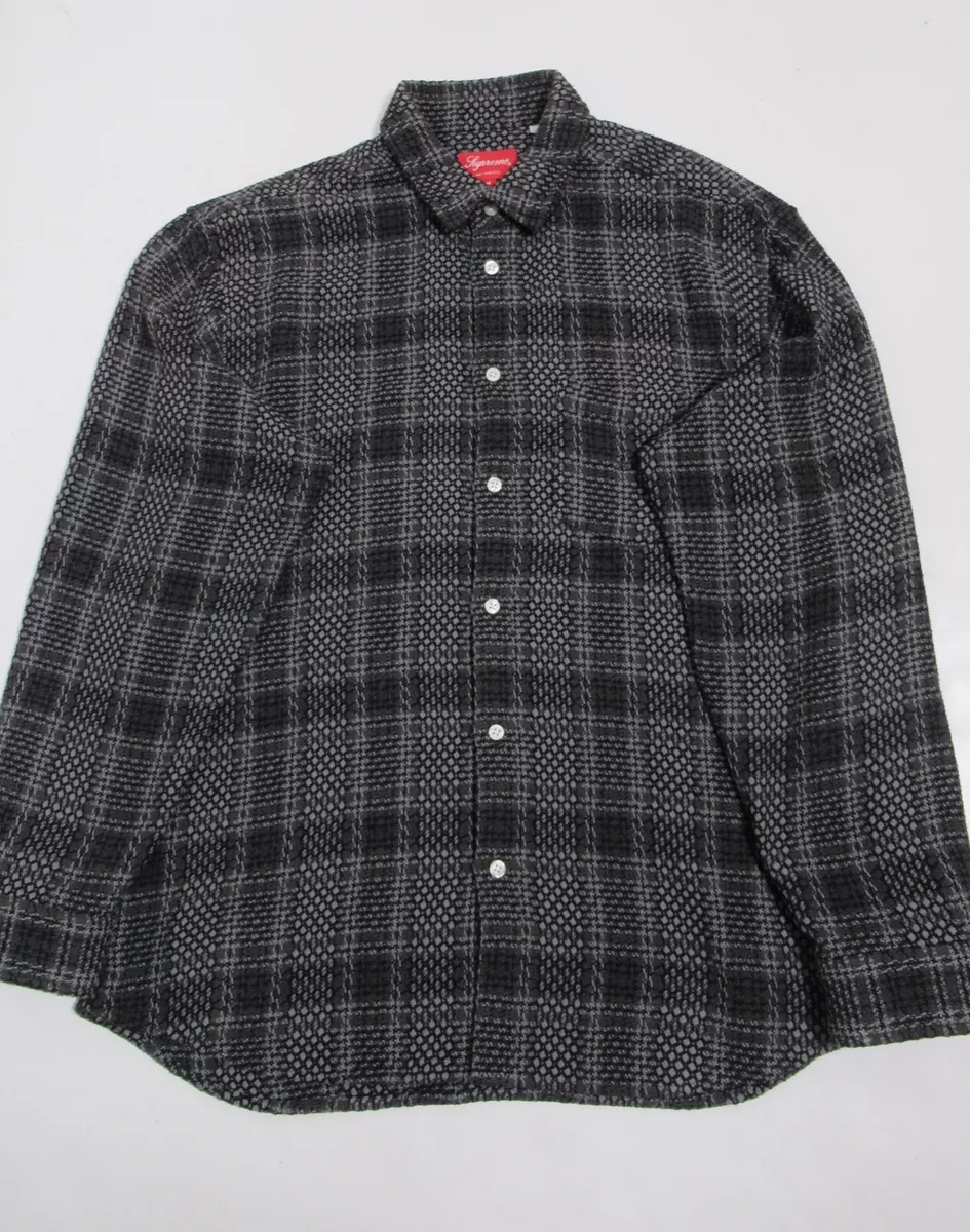 Supreme Men's Basket Weave Plaid Shirt Black Spring-Summer 2023 Size M