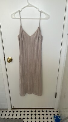 express beige dress Express Women's Stretch Denim Cap Sleeve Button Front Midi Dress in Neutral Large