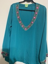 BOLLYWOOD STYLE MIRROR GLASS WORK DONE PARTY WEAR KURTI SIZE 50" 122CM