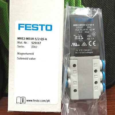 New Festo MHE2-MS1H-5/2-QS-4 525117 Solenoid Valve One MHE2MS1H5/2QS4 #US