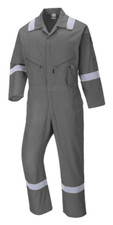 PORTWEST IONA 100 COTTON GRAY COVERALL SIZES S-3X C814 2" SILVER REF TAPE