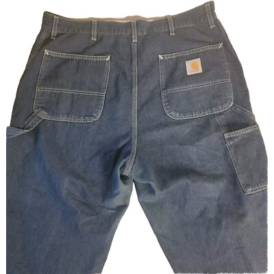 Carhartt B03 DMN Mens Carpenter Jeans Raw Denim Pants 38x32