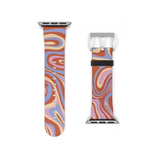 Bracelet de montre psychédélique rétro vague pour Apple Watch noir argent or rose - Photo 6 sur 7