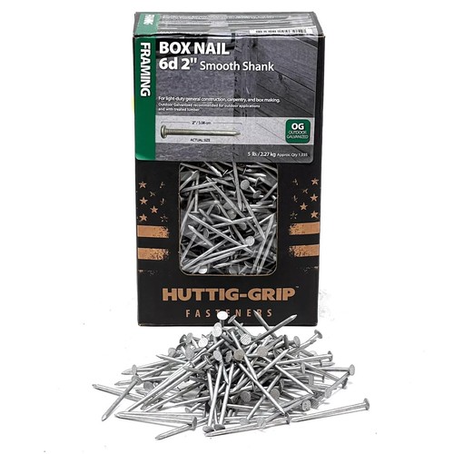 Huttig Grip 6d Rahmenkasten Nagel 2 Zoll Outdoor verzinkt HGN6OGBX5 5 Pfund 1035 Nägel - Bild 1 von 6