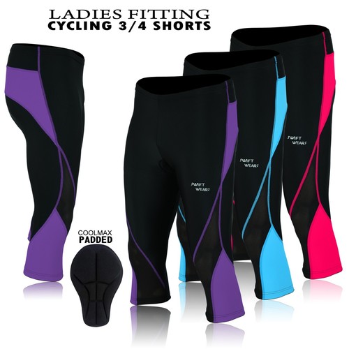 Damas Ciclismo 3/4 Pantalones Cortos Acolchados Tres Cuartos Mujeres Leggings Pantalones Reino Unido - Imagen 3 de 10