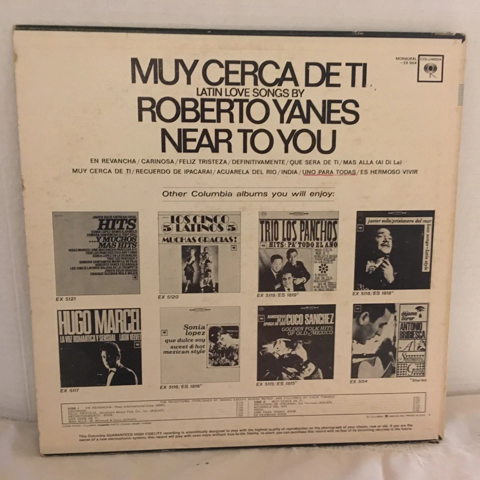 ROBERTO YANES      LP    MUY CERA DE TI , NEAR TO TO YOU ( PROMO ) - Image 2 of 4