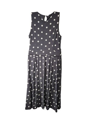 Ralph Lauren Sleeveless Fit & Flare Grey Polka Dot Midi Dress Size 10 | eBay