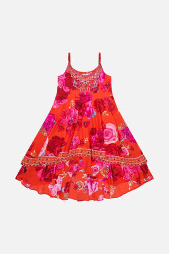 Camilla Italian Rosa Kids Round Neck Tiered Dress 12-14 Girls Sun Dress - Afbeelding 1 van 2
