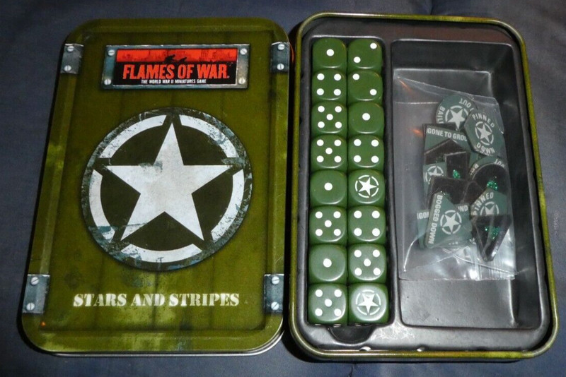 Canadian Army Flames of War Battlefront STARS & STRIPES tin w dice NM OOP TD012