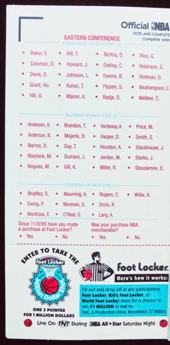 Original 95’ Foot Locker 96’ McDonalds Official ASG Ballot V Rare Mint Condition - Picture 2 of 7