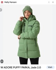 New Ladies Helly Hansen Adore Puffy Parka 2.0 In Jade Small Rrp £280 Free Post
