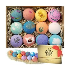 Bath Bombs Gift Set 12 USA made Fizzies, Shea Coco Butter Dry Skin Moisturi...