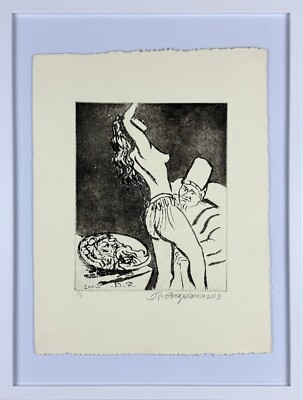 RAUL ANGUIANO last Mexican muralist Artist original print proof signed framed