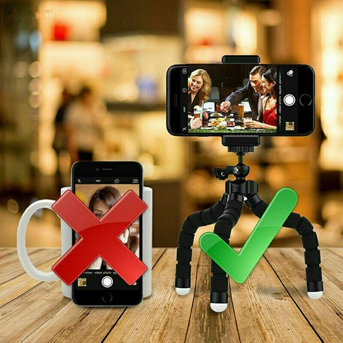 Cell Phone Tripod Holder with Wireless Remote Shutter For iPhone Android Camera - Photo 10 sur 11