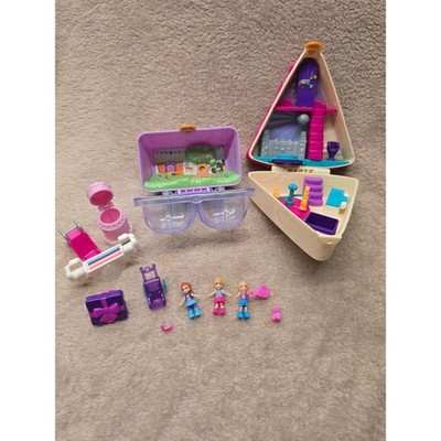 Polly Pocket Birthday Cake Party Compact Playset and Bundle with Micro Dolls 3pc