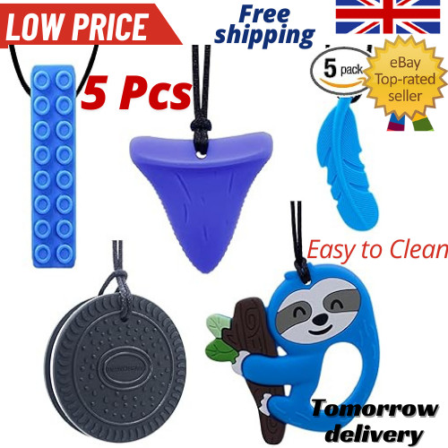 Chew Necklaces for Sensory Kids 5 Pcs Sensory Chewy Toys for Autism Girls and B