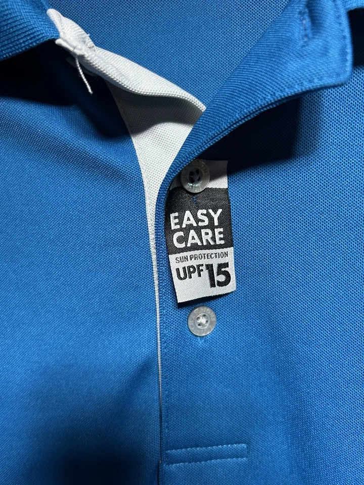 Polo de golf Champions Tour grande azul y blanco manga corta poliéster con etiquetas Foto 4 de 4