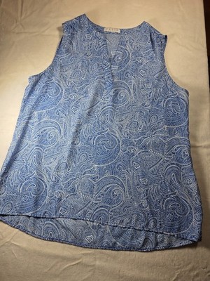 CHAUS NEW YORK paisley sleeveless blouse - Blue & white Size L