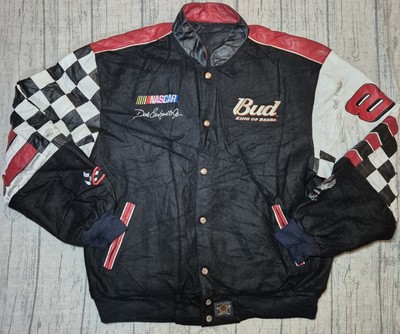 Tierarzt Nascar Jeff Hamilton Lederjacke Wende Gr. XL Bud King Of Beers Dale