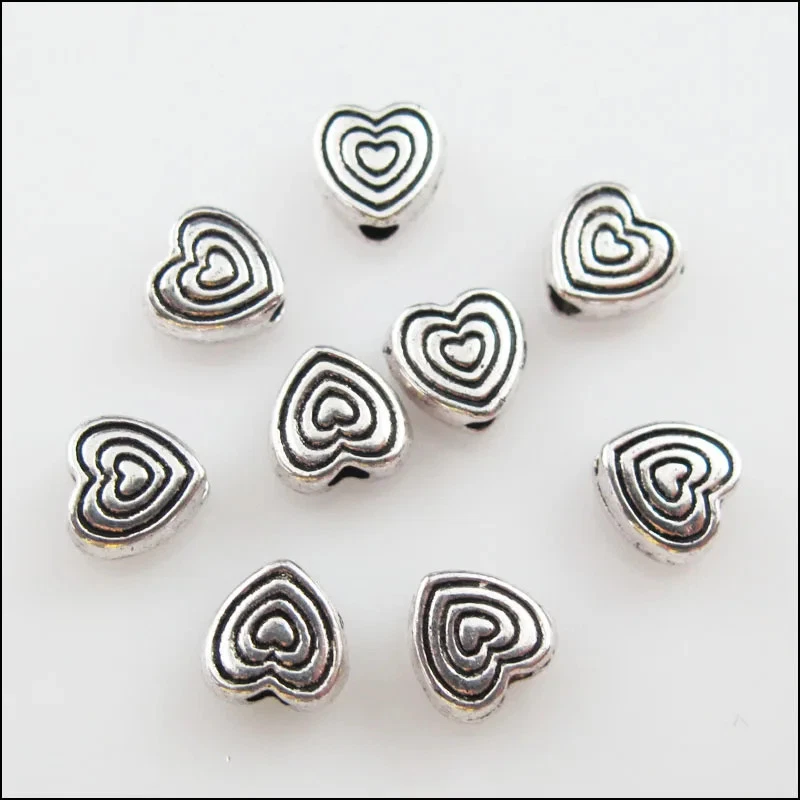Heart Spacer Beads Tiny Charms Tibetan Silver Tone Jewelry Craft 6mm 70 Pcs - Image 4 of 4