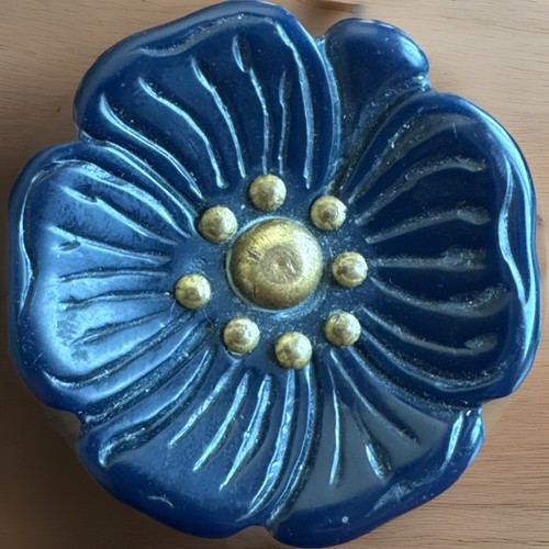 Blue Dresser Drawer Knobs Flower Vintage Groovy Anthropologie Style Pulls Set 6