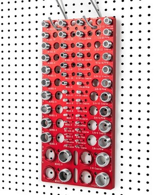 56 PCS Nut Bolt Thread Checker Standard Metric Gauge Identifier Wall Mount Tool