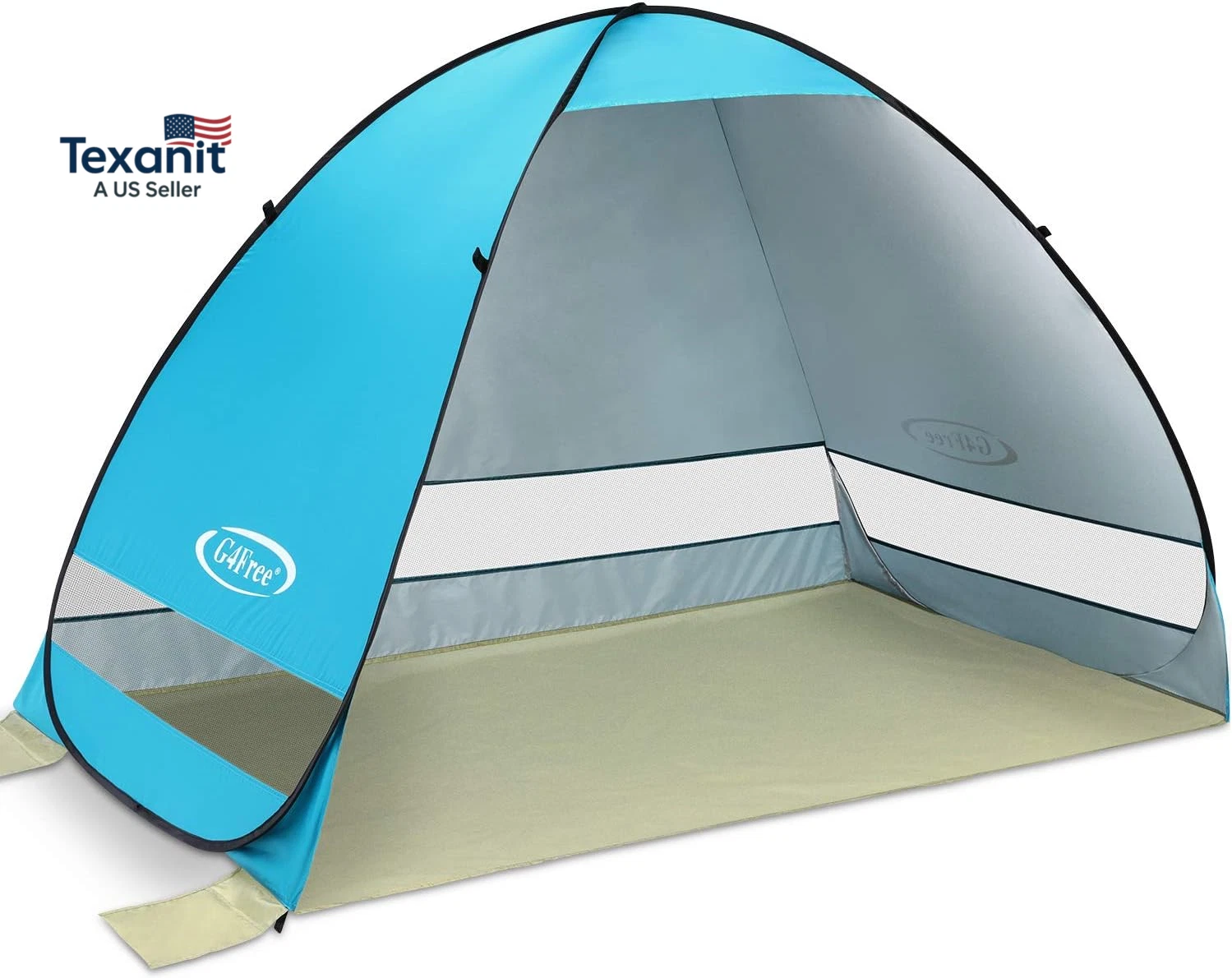 Large Pop up Beach Tent for 3-4 Person, UPF 50+ Automatic Sun Shelter Canopy Por