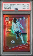 2021-22 Donruss Soccer Optic FIFA Bukayo Saka Red Prizm /149 PSA 10 England