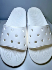 Crocs Classic Slide Sandals White W9 M7 Lightweight Comfort Slip On EUC