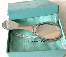 VINTAGE TIFFANY & CO ITALY STERLING FOLDING PURSE COMPACT MIRROR W/POUCH & BOX