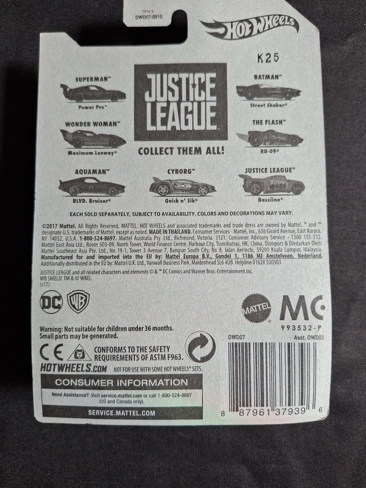 2017 MATTEL Hot Wheels DC Comics Justice League Complete Set Of 7 Cars - Image 3 of 4