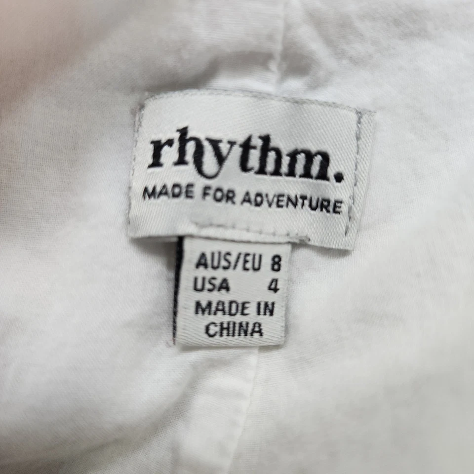 Ritmo. Pantalones Cortos Sundown Para Mujer 4 Crema Melocotón Frente Plano Cremallera Lateral Algodón Ramie Foto 3 de 4