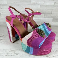 Kurt Geiger London SZ 38.5 Kensington Glitz Wavy  Rhinestone Platform Sandals