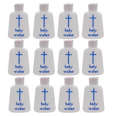 12 x Weihwasserflaschen leer wiederverwendbar Kunststoff Spender mit Streuseldeckel 150ml