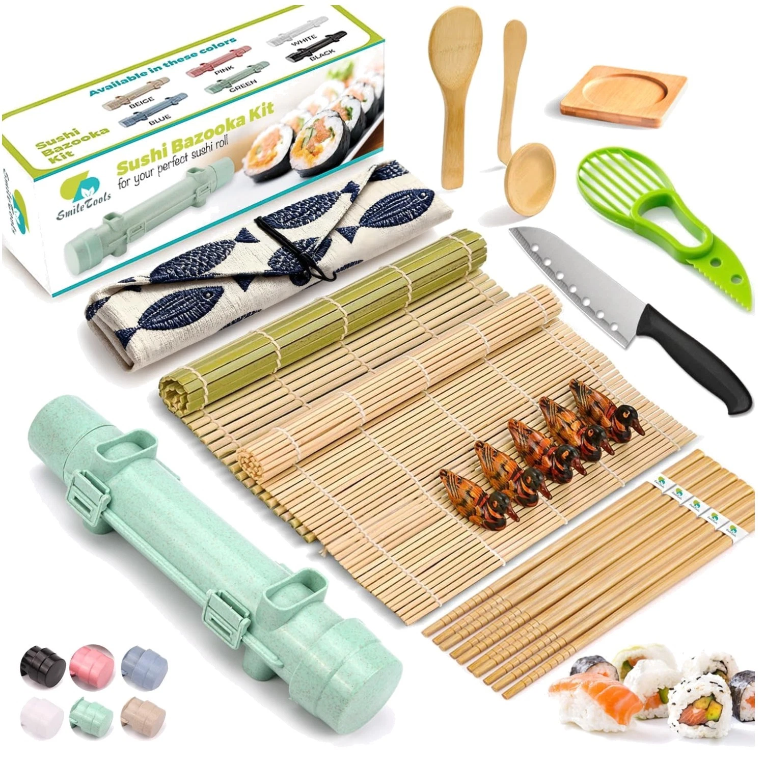 Complete Sushi Making Kit with Bamboo Mats & Knife
Opens in a new window or tab