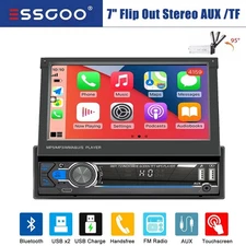 7 inch Touchscreen Bluetooth Single 1 Din MP5 Filp Out Car Stereo Radio USB WMA