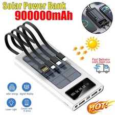 900000mAh Super Solar Power Bank 4 USB Backup External Battery for Mobile Phone