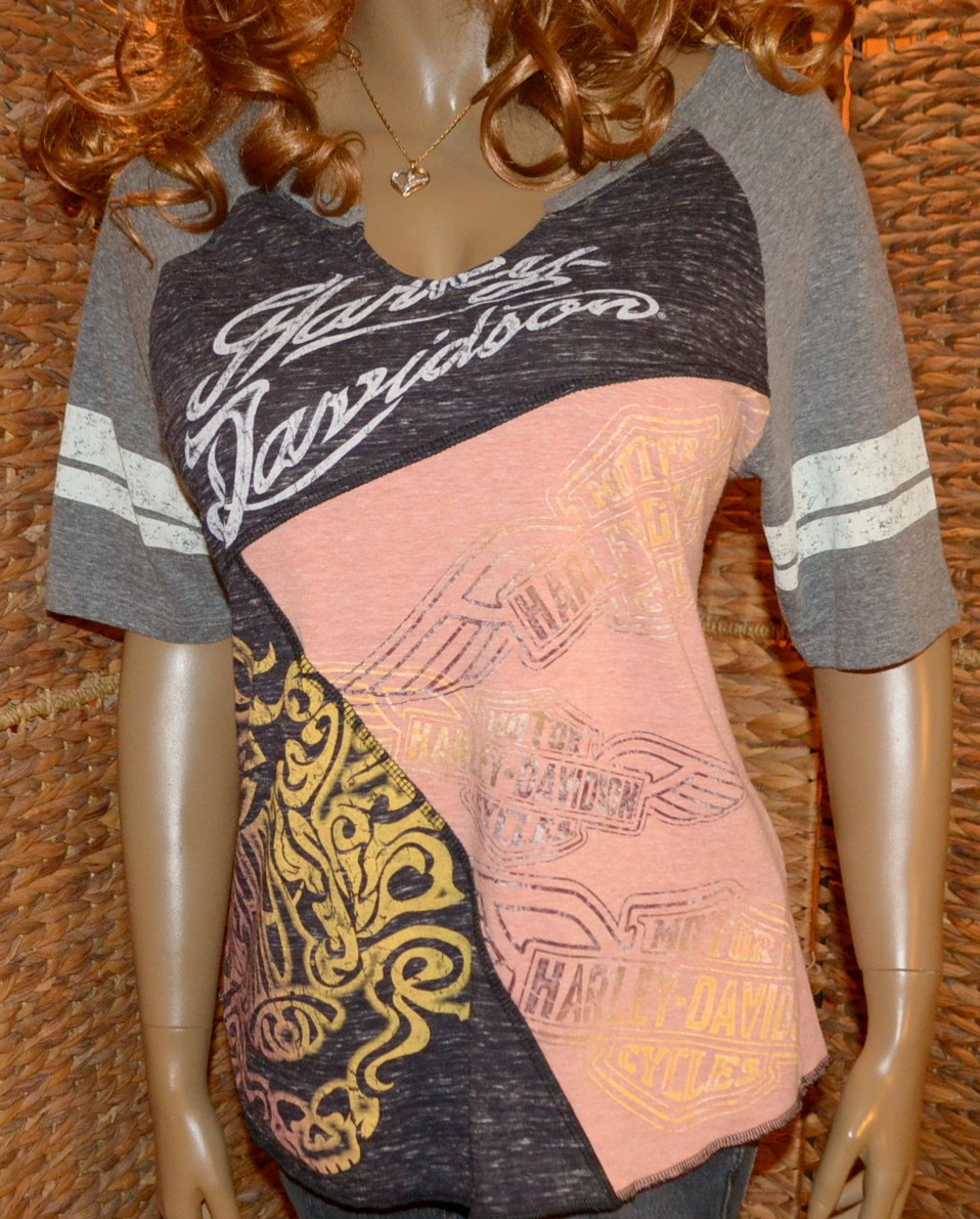 Harley Davidson XL V-Notch Patchwork Colorblock  … - image 1