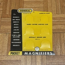 Vintage GENERAL No. 531 Pocket Magnifiers Hardware Store Display - 11 x 9”