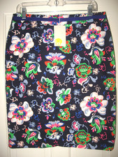 NEW BODEN SKIRT SZ 10 NAVY BLUE PINK WHITE FLORAL STRETCH COTTON LINED NWT
