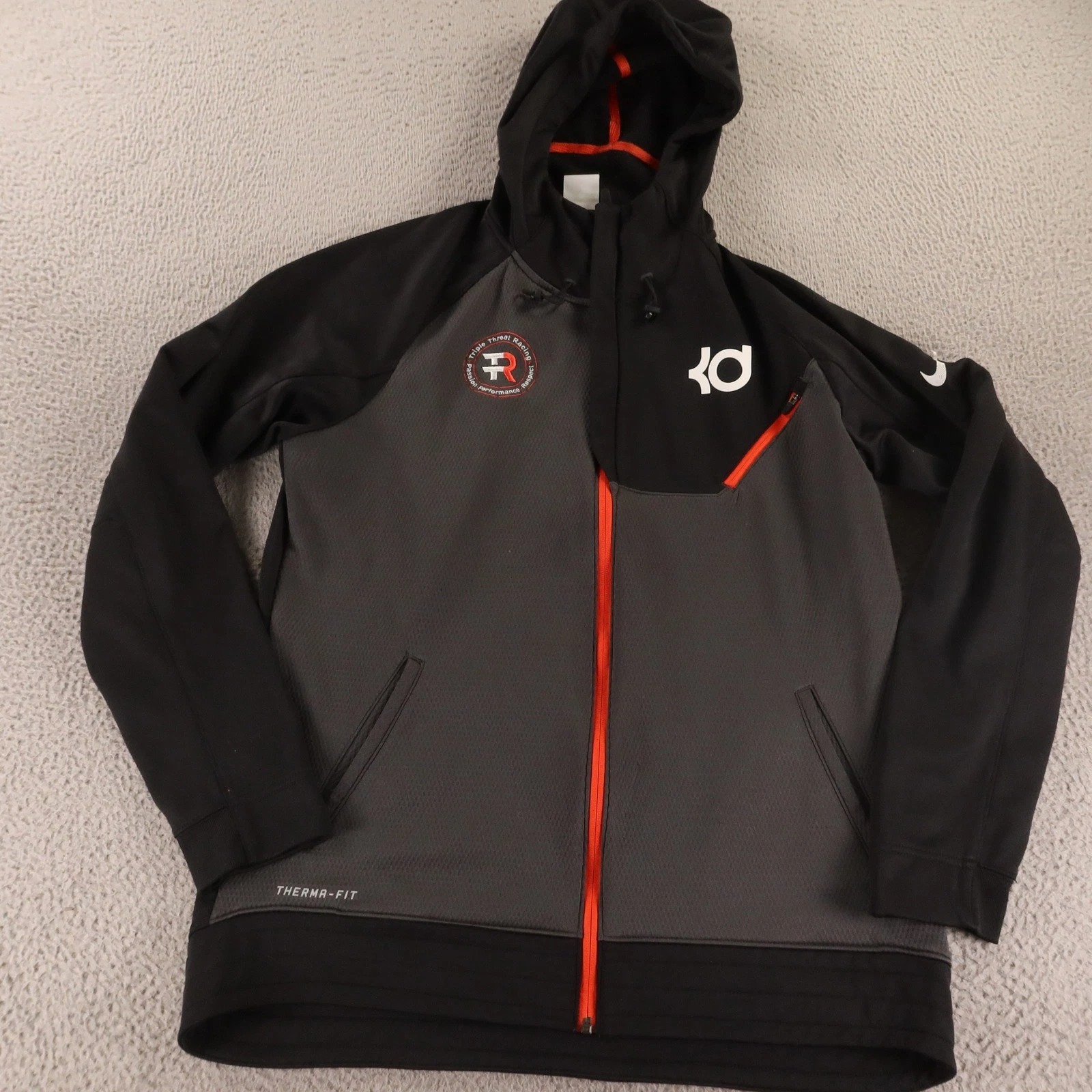 Nike Hoodie Mens L Black KD Therma FIT Triple Threat Racing Full Zip Jacket