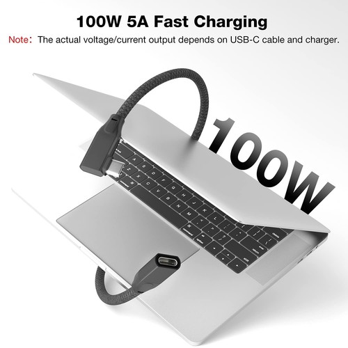 USB-C Extension Cable Right Angle 1M/3.3FT, 90 Degree 3.1 3.3ft, black - Picture 6 of 7