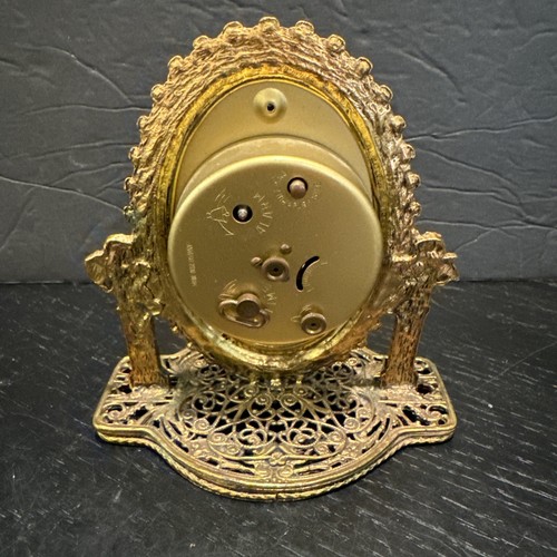 VTG Globe Brass Mantel Clock Ornate Gold Germany Alarm Cherubs Works -For Parts - Picture 6 of 9