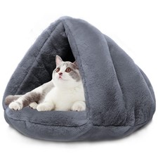 Self Warming Plush Pet Bed Cat Cave Pet Tent Cave Bed Cozy Cat Sleeping Bag S...