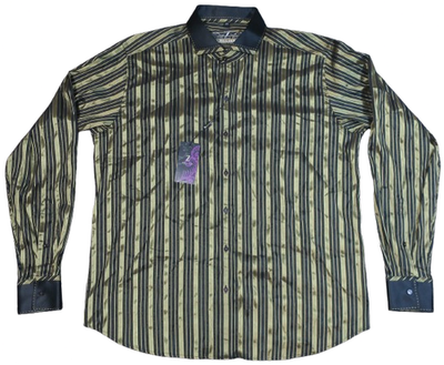 Zillians Gold Black Striped Club Wear Shirt Men's XXL Long Sleeve Shiny |  eBay