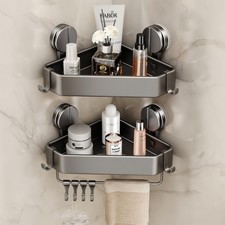 Suction Cup Shower Caddy Corner, 2 Pack Suction Corner Shower Shelves No Dril...