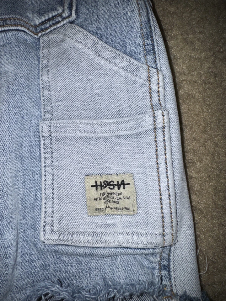 Pantalones Cortos de Jean Hudson Carpenter Botón Mosca Envejecido Pintura Sintética Manchas Foto 4 de 4