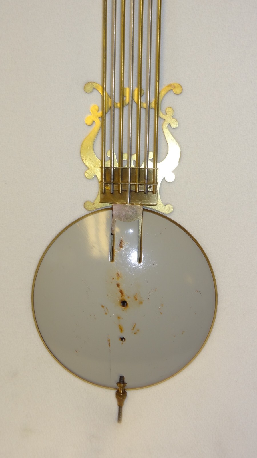 1981 URGOS GRANDFATHER CLOCK MADE IN GERMANY BRASS LYRE PENDULUM 34 ½